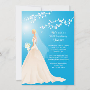 Trendy Turquoise BLONDE Bride Bridal Shower Invite