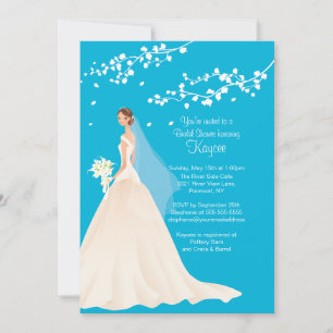 Trendy Turquoise Blue Bridal Shower Invite