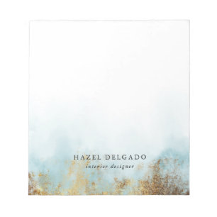 Trendy Turquoise Gold Watercolor Notepad