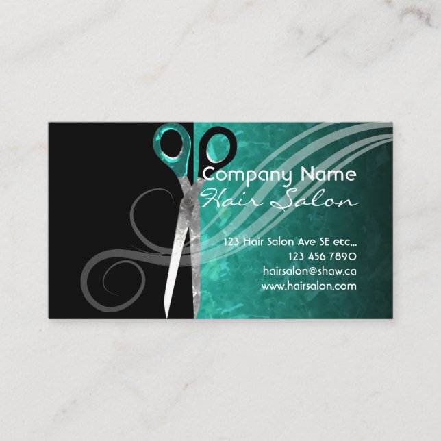 Trendy turquoise hair salon appointment cards (Front)