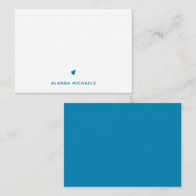 Trendy Turquoise Heart and Name Card (Front/Back)