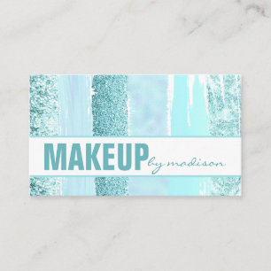 Trendy Turquoise Modern Chic Makeup Artist Business Card