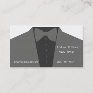 Trendy  Tuxedo Catering Bartender Professional Business Card