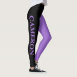 Trendy Two Colours | Name | Black and Amethyst Leggings<br><div class="desc">Trendy Two Colours | Personalised Name | Black and Amethyst Leggings</div>