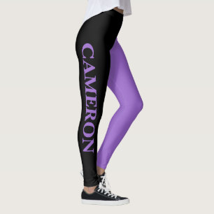 Trendy Two Colours   Name   Black and Amethyst Leggings