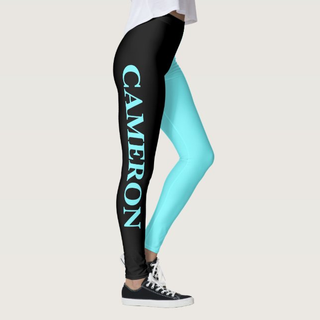Trendy Two Colours | Name | Black and Electric Blu Leggings (Right)