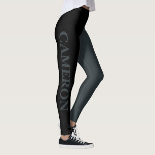 Trendy Two Colours Name Black and Gunmetal Leggings