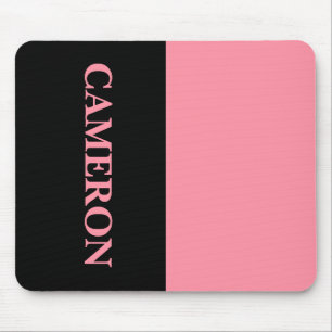 Trendy Two Colours   Name   Black and Salmon Pink Mouse Mat