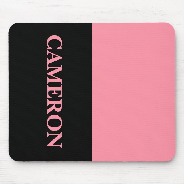 Trendy Two Colours | Name | Black and Salmon Pink Mouse Mat (Front)