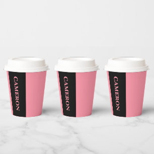 Trendy Two Colours   Name   Black and Salmon Pink Paper Cups