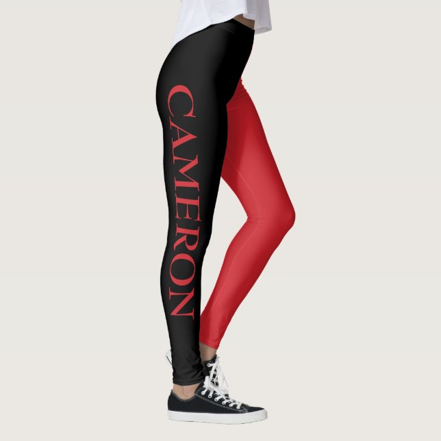 Trendy Two Colours | Name | Black Fire Engine Red Leggings (Right)