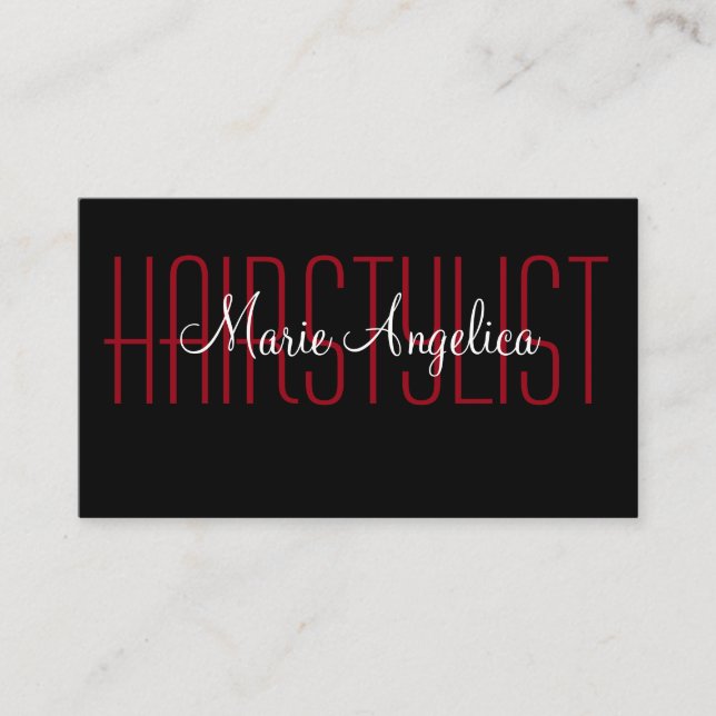 Trendy Two Side Hairstylist Business Cards (Front)