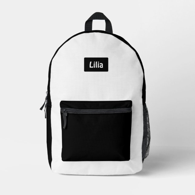 Trendy Two-Tone School Style with Personalisation Printed Backpack (Front)