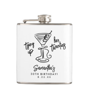Trendy Tying Up Her Twenties 30th Birthday Hip Flask