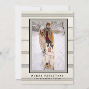 Trendy Typewriter Font Rustic Photo Holiday Card 