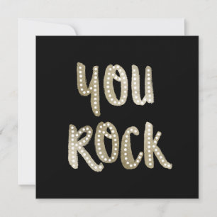 Trendy Typographic Black & Faux Gold You Rock Holiday Card
