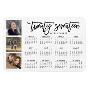 Trendy Typography and Three Photos 2017 Calendar Magnet