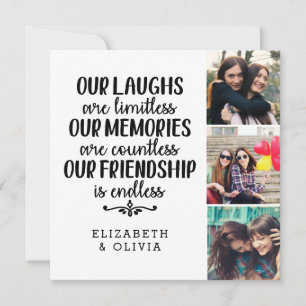 Trendy Typography Best Friends Names Photo Collage Card