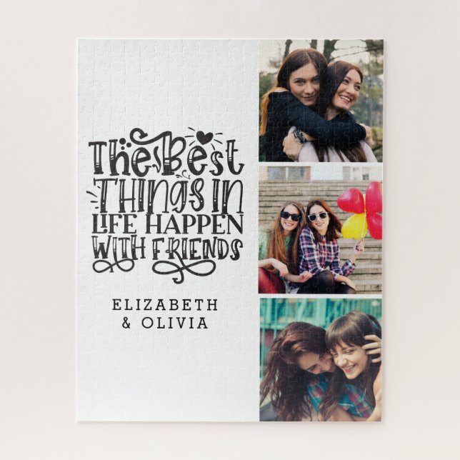 Trendy Typography Best Friends Names Photo Collage Jigsaw Puzzle (Vertical)