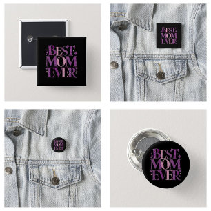 Trendy Typography Best Mum Ever 3 Cm Round Badge