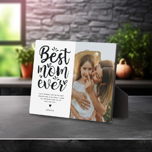 Trendy Typography Best Mum Ever Photo & Message Plaque