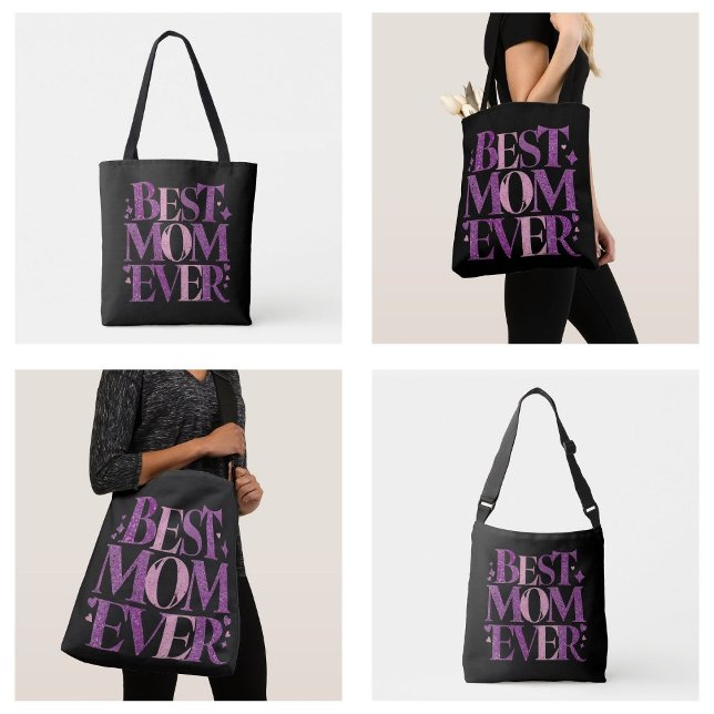 Trendy Typography Best Mum Ever Tote Bag (best mom ever bags Trendy Typography)