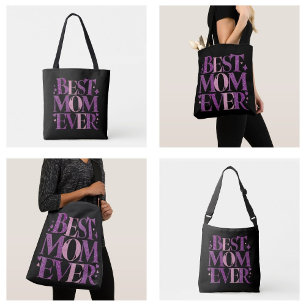 Trendy Typography Best Mum Ever Tote Bag