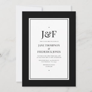 Trendy Typography Black and White Wedding Invitation
