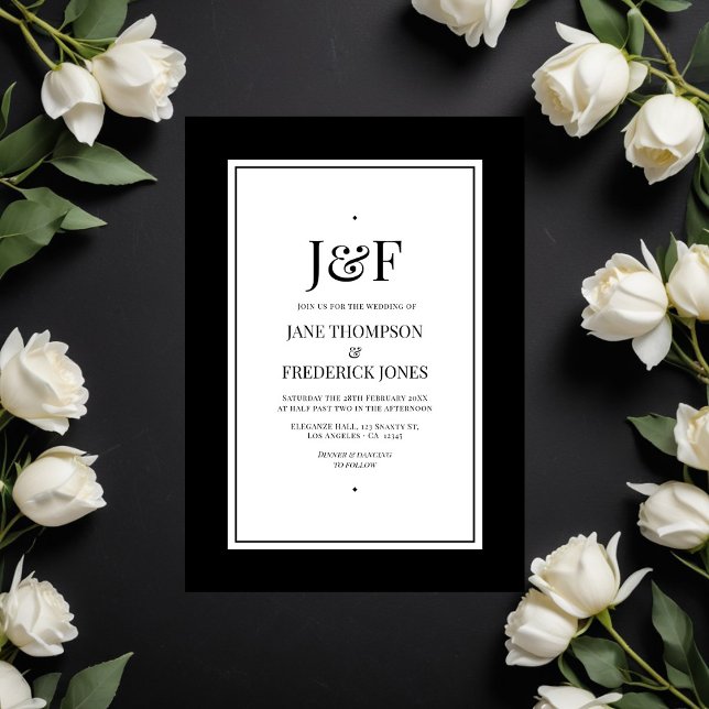 Trendy Typography Black and White Wedding Invitation (Trendy Typography Black and White Wedding Invitation)