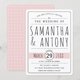 Trendy typography blush pink wedding invitation