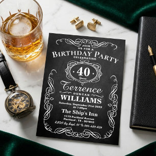 Trendy Typography Chalkboard Birthday Party Invitation