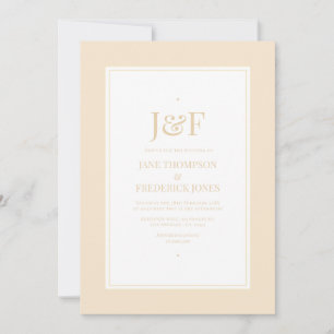Trendy Typography Champagne Colour Wedding Invitation