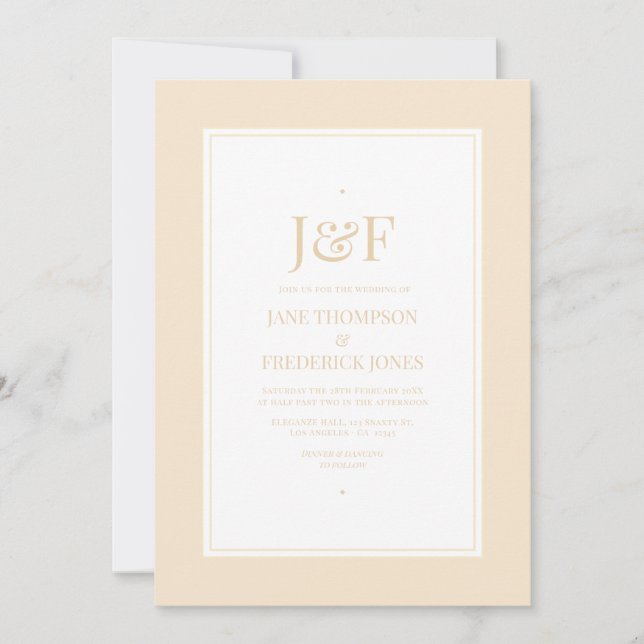 Trendy Typography Champagne Colour Wedding Invitation (Front)