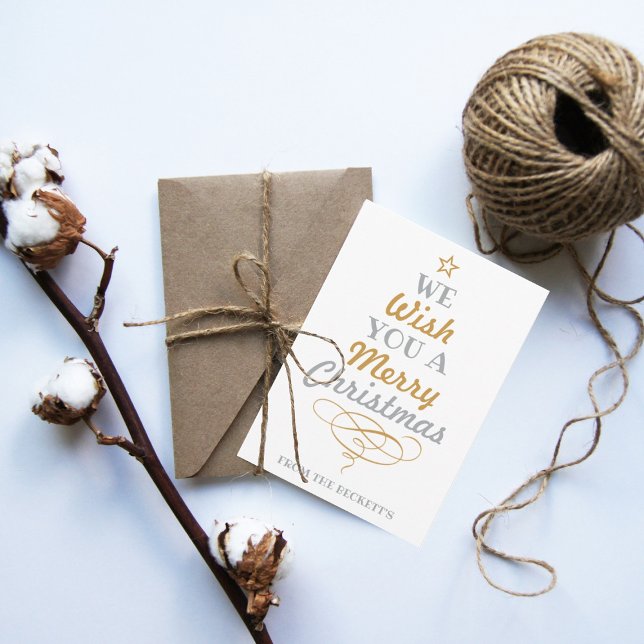 Trendy Typography Christmas Tree Holiday 3 Photo Card (Creator Uploaded)