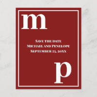 Trendy Typography Garnet Red Budget Save the Date 