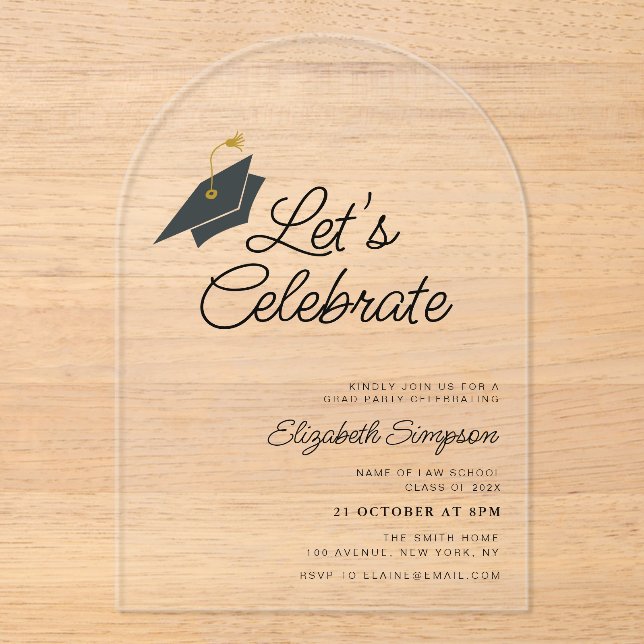 trendy typography graduation party  acrylic invitations (Front)