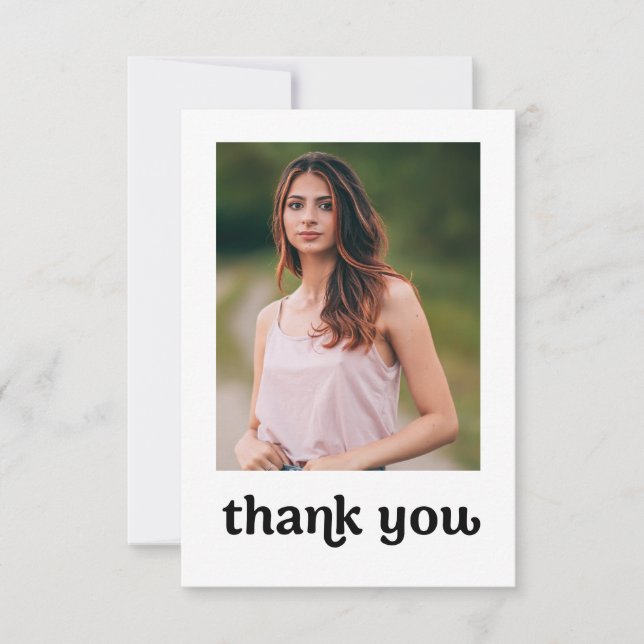 Trendy Typography Graduation photo Thank you Card (Front)