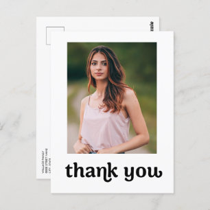 Trendy Typography Graduation photo Thank you Postcard