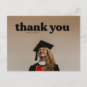 Trendy Typography Graduation Thank You Black Postcard