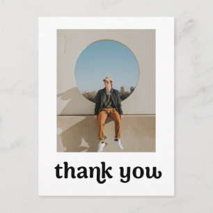 Trendy Typography Graduation Thank you Retro Announcement Postcard