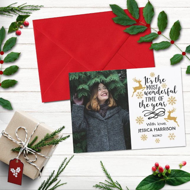 Trendy Typography Holiday Photo Christmas Card (Creator Uploaded)
