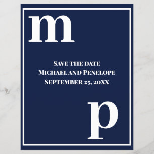 Trendy Typography Navy Blue Budget Save the Date  Flyer