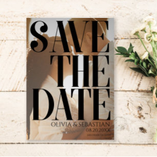 Trendy Typography Overlay Text Photo Wedding Save The Date