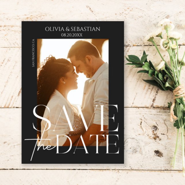 Trendy Typography Overlay Text Photo Wedding  Save The Date (Creator Uploaded)