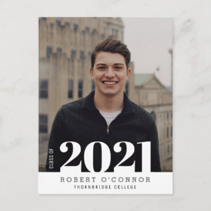 trendy typography photo graduation invitation postcard