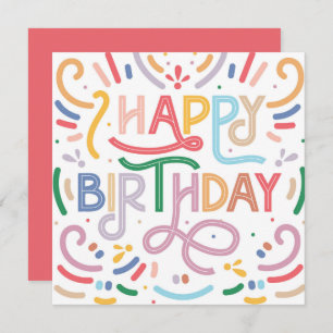 Trendy Typography Rainbow Modern Happy Birthday Card