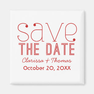 Trendy Typography Save the Date Magnet, Red Magnet