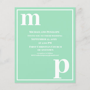 Trendy Typography Seafoam Green Budget Wedding Flyer