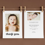 Trendy Typography Simple Modern 2 Baby Photos Thank You Card<br><div class="desc">Trendy Typography Simple Modern Baby Shower Thank You Card featuring two adorable baby photos to express your gratitude with style. This customisable card adds a personal touch to your appreciation for the love and support you've received during this special time. Custom Baby Photos: Showcase two of your favourite baby photos,...</div>
