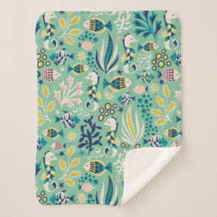 Trendy Underwater Design Sherpa Blanket